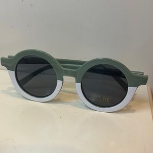 Olive & White Colorblock Kid's Sunglasses